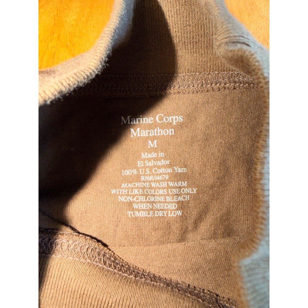 Marine Corps Marathon 2014 MCM Mock Neck Long Sleeve Shirt Brown Mens M 342 - Picture 4 of 6